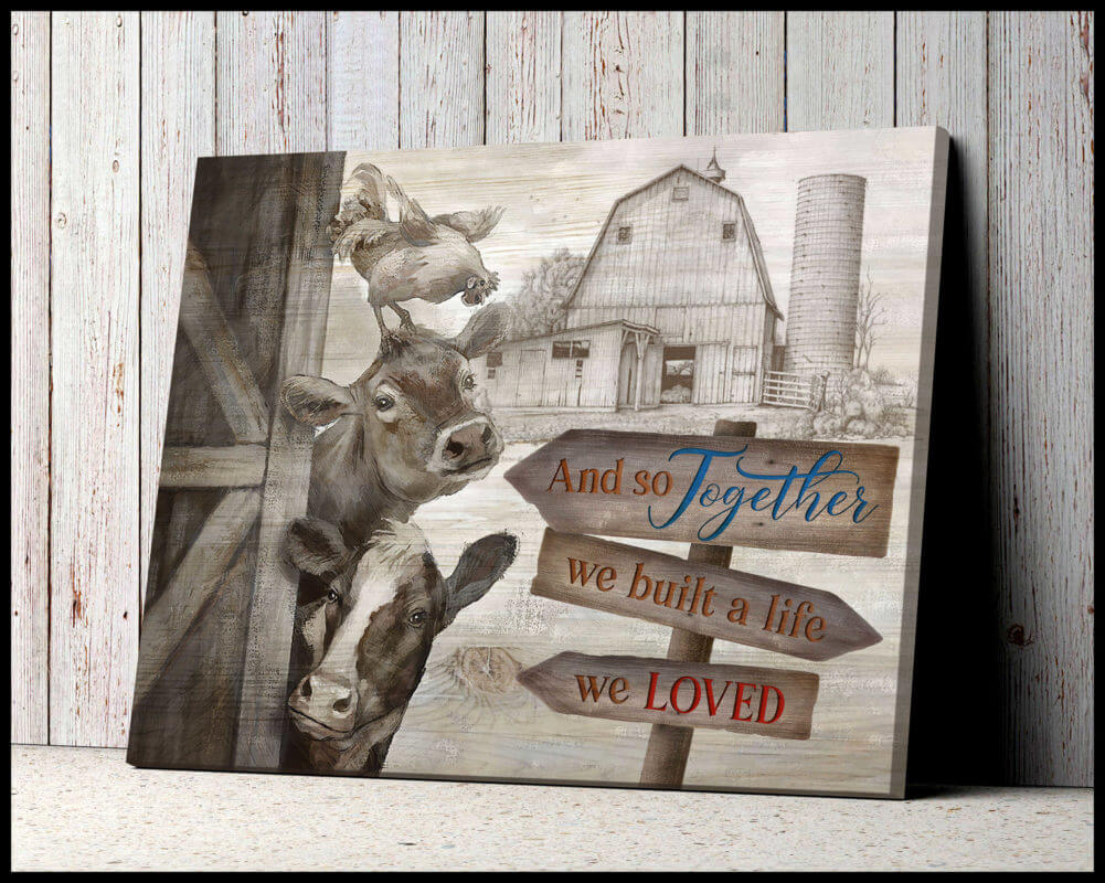 OHCANVAS Top 5 Beautiful Farm Animals Wall Art Decor Together We Built A Life We Loved Canvas