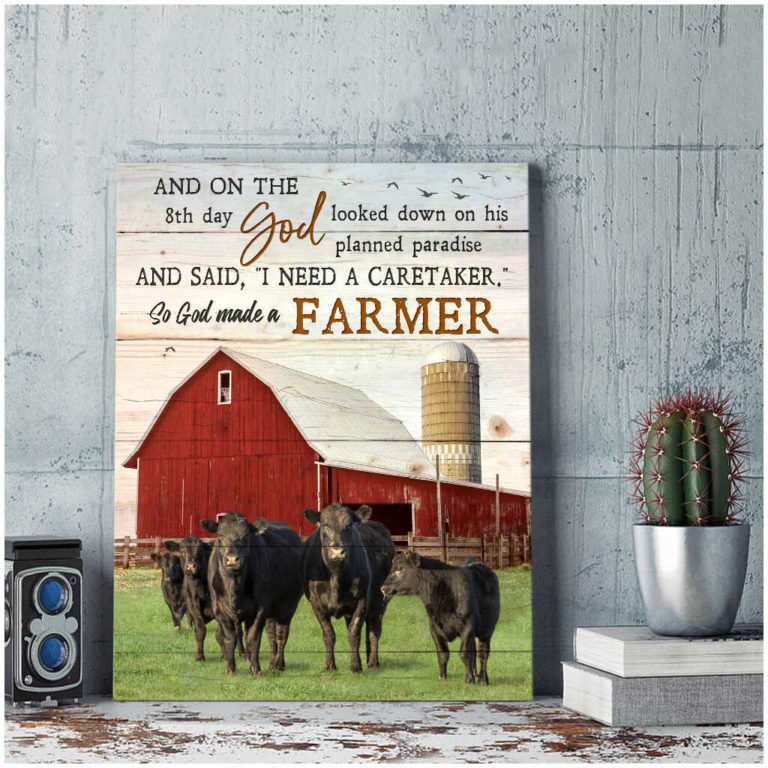 Ohcanvas So God Made A Farmer Angus Cows Red Barn Farm Canvas Wall Art ...